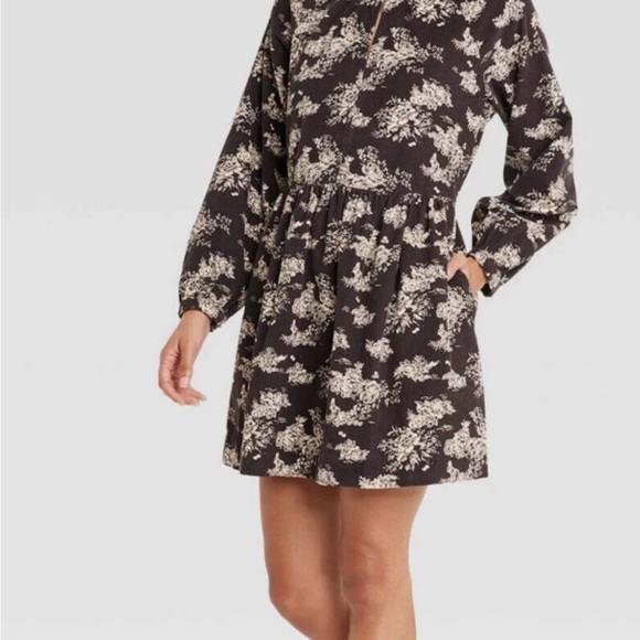 Universal Thread Dresses & Skirts - Corduroy Long Sleeves Cottagecore Floral Mini Dress Size S